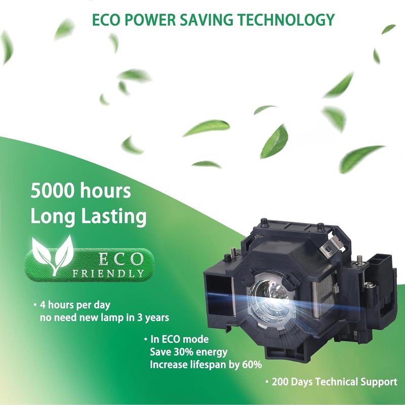 Zaofpsan مصباح بروجكتور بديل V13H010L41 لـ ELPLP41 إبسون باورلايت 260D 77C 78 EX90 S5 S6 EX90 W6,EX21 EX30 EX50 EX70 H283B H283C H285A, EB-X52 EMP-X56 مع السكن - Image 4